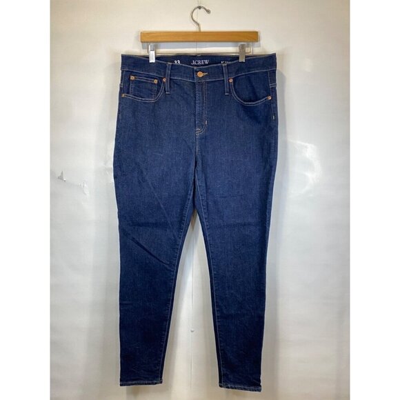 J. Crew 9" Mid-rise Toothpick Jean Classic Rinse Dark Wash Skinny Leg Size 33 - Picture 3 of 9